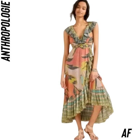 ANTHROPOLOGIE BY BHANUNI JYOTI TIERED MULTI COLORED PRINT MAXI DRESS XL NEW - Picture 9 of 9